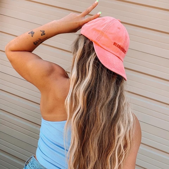 BNWT Coffee Over Cardio Beanquality Low Profile Dad Hat Coral Pink Baseball Cap - Picture 5 of 11